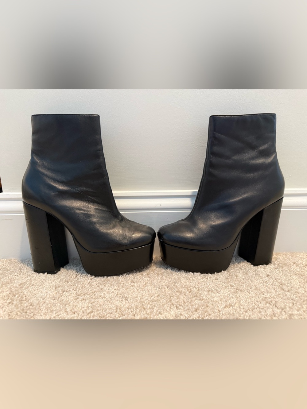 Vintage Topshop Y2K Black 5” Platform Boots EU 38 US 7.5 - Picture 2 of 8